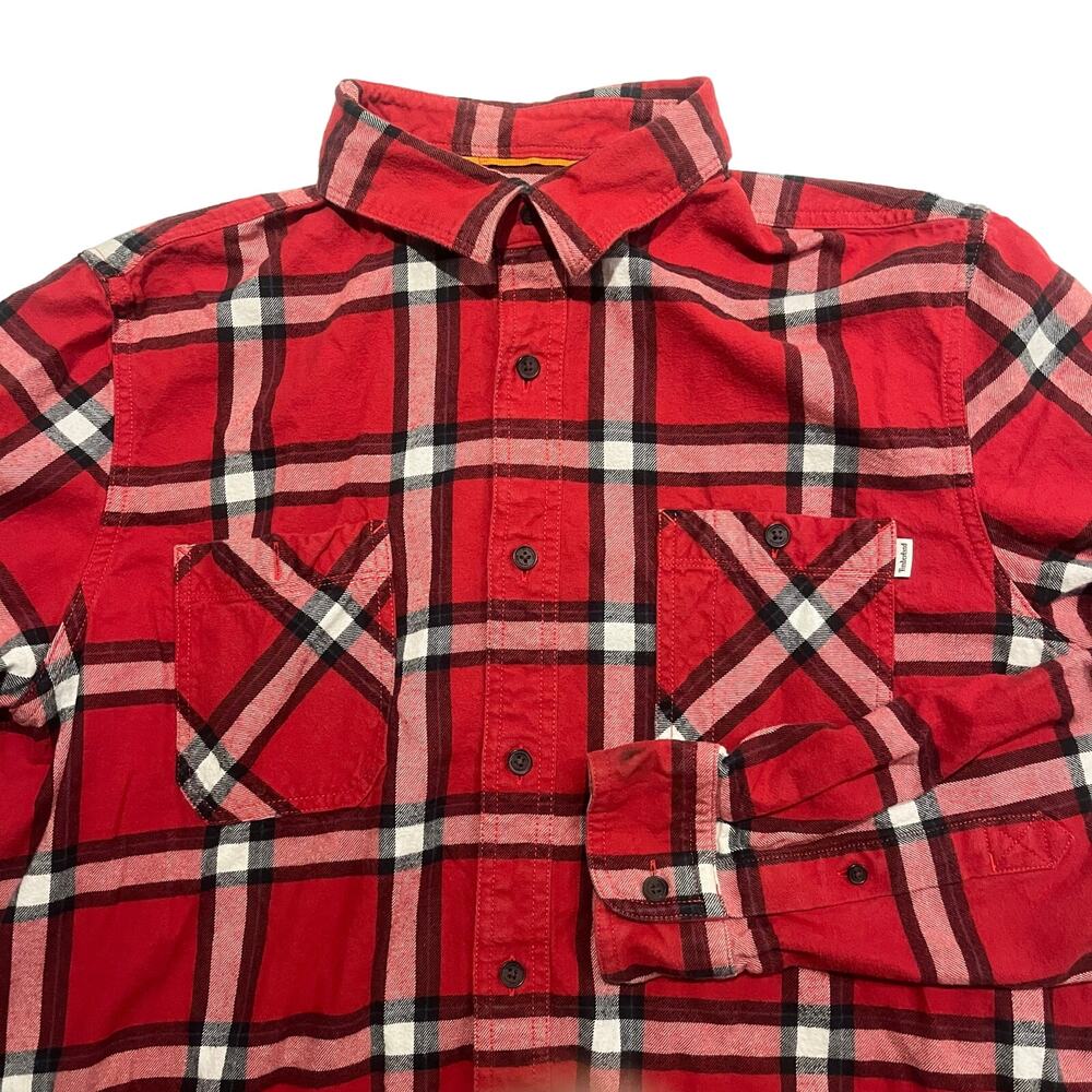 Timberland Red Plaid Button Down Shirt Large Men's Long Sleeve Plaid 100% Cotton